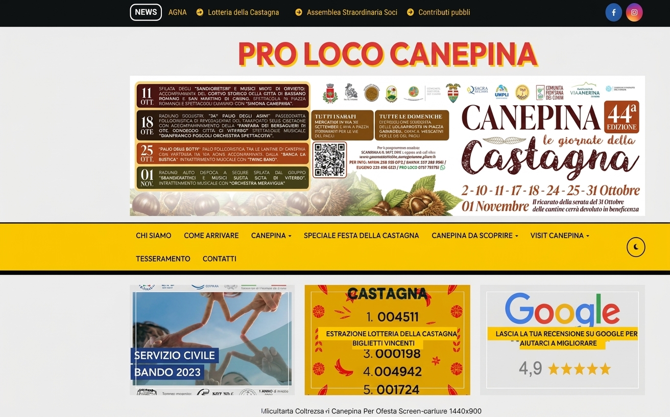 Home page del sito Pro Loco Canepina